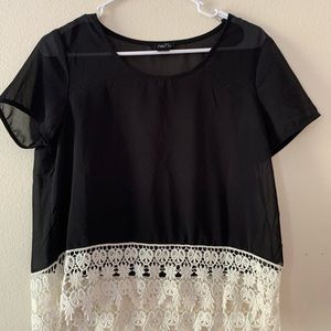 Cute black shirt, see through, lace